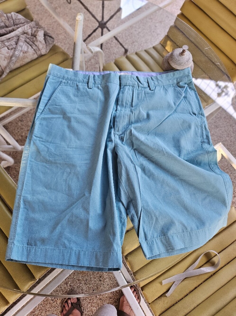 New W Tag, J. Crew Riverton Men's Teal Blue Cotton Flat Front Shorts 36